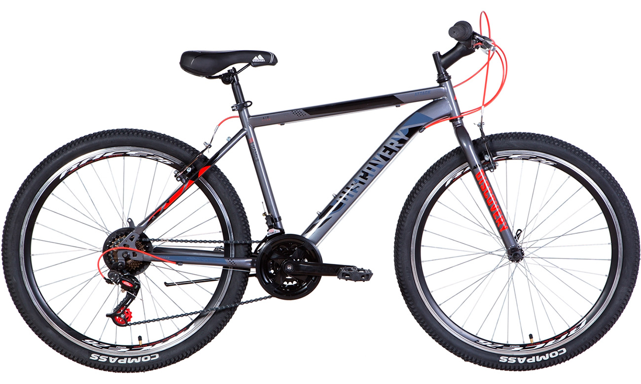 Фотографія Велосипед Discovery ATTACK Vbr 26" 2021, розмір М, Сіро-червоний